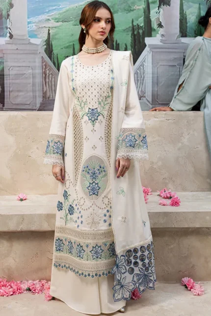 Chikankari Qalamkar Embroidered lawn - 3PC